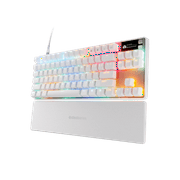SteelSeries Apex Pro TKL Gen 3 White OmniPoint 3.0 Switches — Adjustable Actuation — Rapid Trigger — Game-Ready Presets — Protection Mode — Rapid Tap/SOCD — OLED — RGB — PBT Keycaps — USB-C