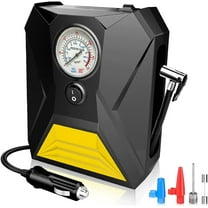 LONLEEYU Tire Inflator Air Compressor, 12V DC Portable Air Pump with Pointer Pressure Gauge and Emergency LED Light for Car Tires, Up to 150PSI for Bicycle Balloons