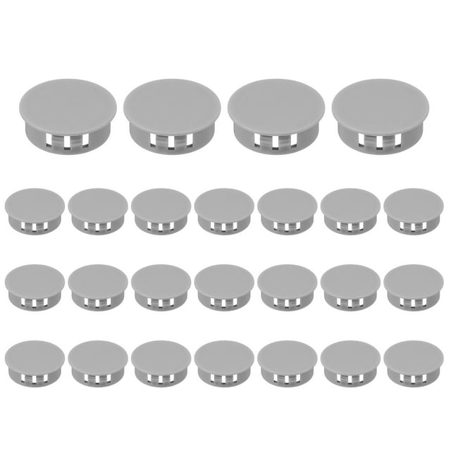Tapones de agujero de plástico Uxcell, tipo plano, tapón redondo con bloqueo a presión gris 28mm/1-1/8"
