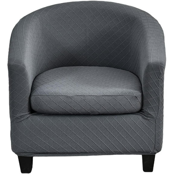2 Piece Club Chair Slipcover Armchair Covers Soft Printed Round Barrel Chair Covers Couch Covers with Elastic Bottom for Bar Counter Living Room Gray