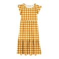 thumbnail image 5 of Spazoro Kids Girls Dresses, Short Sleeve Plaid Fashion Round Neck Princess Dress for Child Girls Orange Size 7-8T, 5 of 5