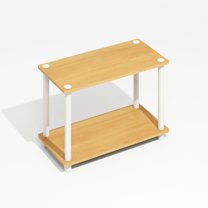 Furinno Turn-N-Tube 2-Tier No Tools Tube Shelf/End Table, Light Beech/White