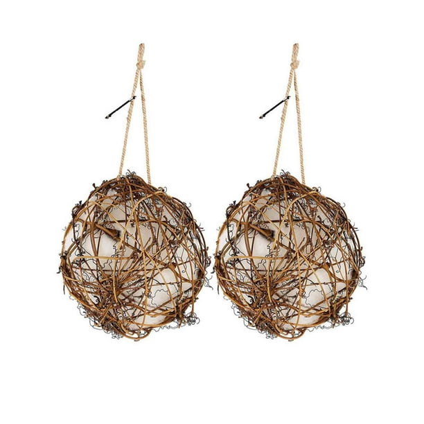 Kit de Bolas Nido para Colibríes | Casas para Pájaros de Ratán Natural con Relleno de Algodón | Nidos Colgantes Resistentes a La Intemperie para Observar Aves En El Jardín | Repuesto de Material para
