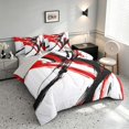 thumbnail image 2 of Manfei Abstract Brushstroke Twin Bedding, Watercolor Art Bedding Comforter Set, Red, Black and White, Gray Reversible 7-Piece, 2 of 6