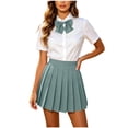thumbnail image 5 of Yungyresw Women Pleated A Line Skirt Elastic High Waist Solid Front Pleated Mini Basic Skirt Academic Style Casual Fashion Skirt Light Green L, 5 of 7