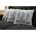 thumbnail image 2 of Ambesonne Watercolor Throw Pillow Cover 4 Pack, New York Sketch Art, 24", Black White, 2 of 6