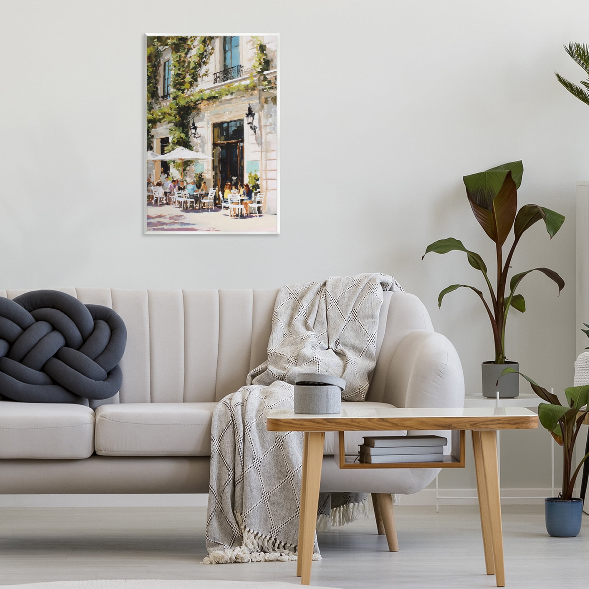Stupell Industries Streetside Cafe Terrace with Ivy Wall Plaque Art, design by Petal Prints Design