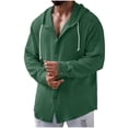 thumbnail image 2 of BRGZLK Mens Long Sleeve Shirts 2026 Fall Stylish Solid Color Drawstring Hooded Sweatshirt Lightweight Comfortable Casual Button-Down Shirts for Daily Army Green L, 2 of 8