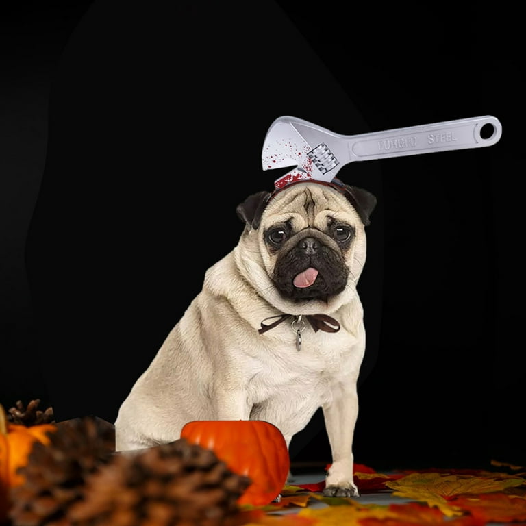 Halloween Pet Costumes Axe Headband Dog Bloody Headpieces Dress Up Headwear for Dogs and Cats Scary Realistic Cat Through Head Toys Puppy Trick