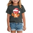 thumbnail image 2 of Ulanda Kid Gingerbread Man Blowing Pink Bubble Peace Sign Christmas T-Shirt (Grey, 5-6 Years), 2 of 4