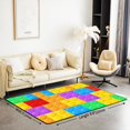 thumbnail image 2 of 3D Construction Area Rug 5x7, Building Blocks Rug , Rainbow Colorful Brick Carpet Funny Patchwork Geometric Rectangle Washable Decorative Rug For Living Room, 2 of 6
