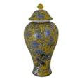 thumbnail image 2 of Chris Decorative Jar, Yellow Bird and Floral, Blue Ceramic 20 Inch, 2 of 6