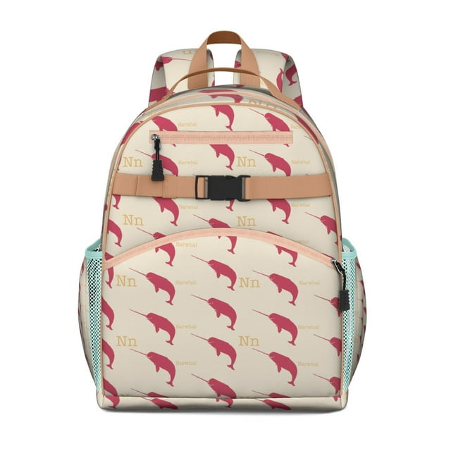 Cute Nautical Dolphin Students Backpack With Underwater Marine Life Ocean Tropical Sea Abstract Funny Colorful Design