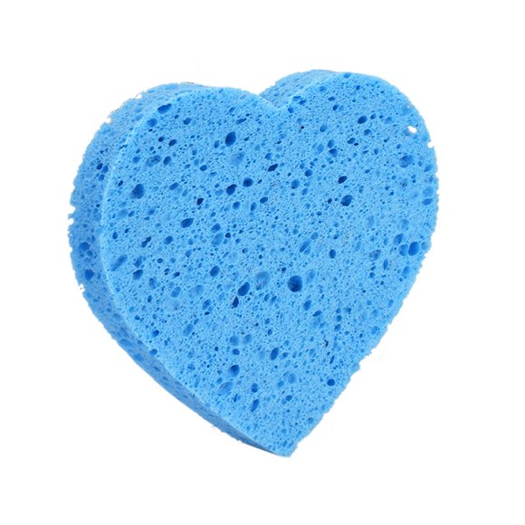 Minnieouse Paquete de 10 esponjas limpiadoras de la piel, esponja Facial de celulosa, esponja en forma de corazón para técnicas reales, Pinceles de maquillaje y herramientas Azul