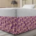 thumbnail image 1 of Floral Bed Skirt, Continuous Composition of Tropical Flowers Curly Ornaments Illustration, Elastic Bedskirt Dust Ruffle Wrap Around for Bedding Decor, 4 Sizes, Pale Salmon and Purple, by Ambesonne, 1 of 2