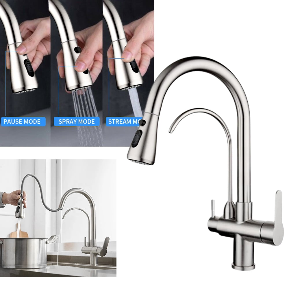 Wisewater Kitchen Faucet Pull Down Sprayer, Dual Handle ...