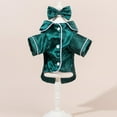 thumbnail image 2 of Soft Silk Sleepwear for Small Dogs Cats Lapel Doggie Loungewear Lightweight Breathable Puppy Pajamas Two-Legged Pet Shirt Clothes, 2 of 7
