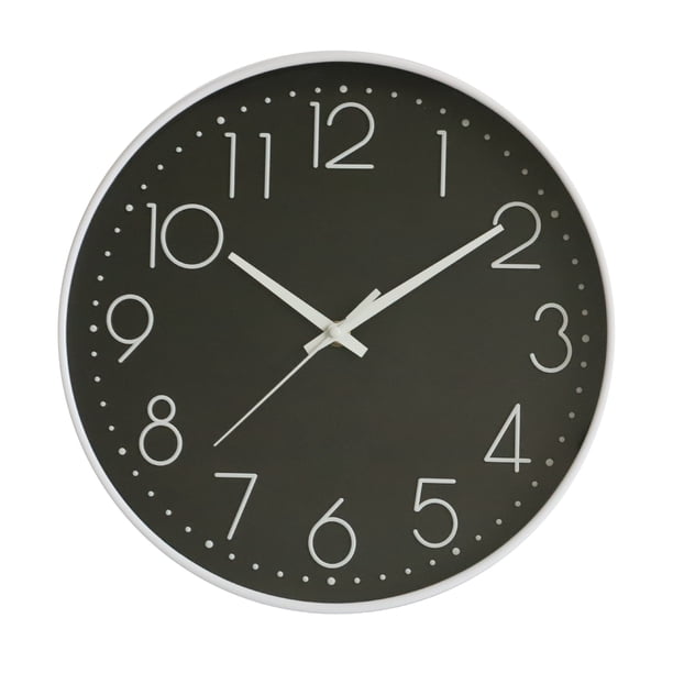 Reloj de pared silencioso de 8 pulgadas, sin tictac, decorativo, fácil de leer, redondo, para el hogar, sala de estar, marco blanco, negro, palabra blanca