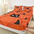 thumbnail image 3 of Manfei Funny Black Cat Twin Sheet Sets, Cartoon Pumpkin Twin Fitted Sheet, Happy Halloween Thanksgiving Day Flat Sheet, Luxury Bedroom Decor 3-Piece, 3 of 7