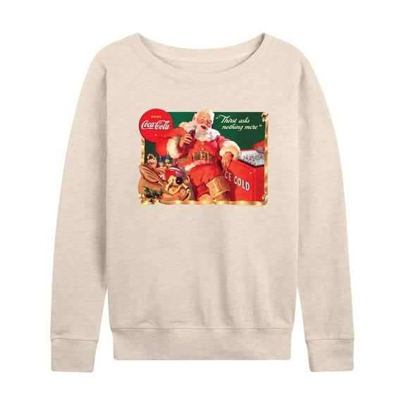 Coca-Cola - Vintage Santa at Ice Cooler - Women's French Terry Long Sleeve Pullover
