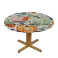 thumbnail image 3 of PIKWEEK  Thanksgiving Fall Round Tablecloth Watercolor Autumn Pumpkins Elastic Edged Tablecloth for Kitchen Dining Room Picnic Wedding Party Patio Washable Polyester Circle Table Cloth White, 3 of 7