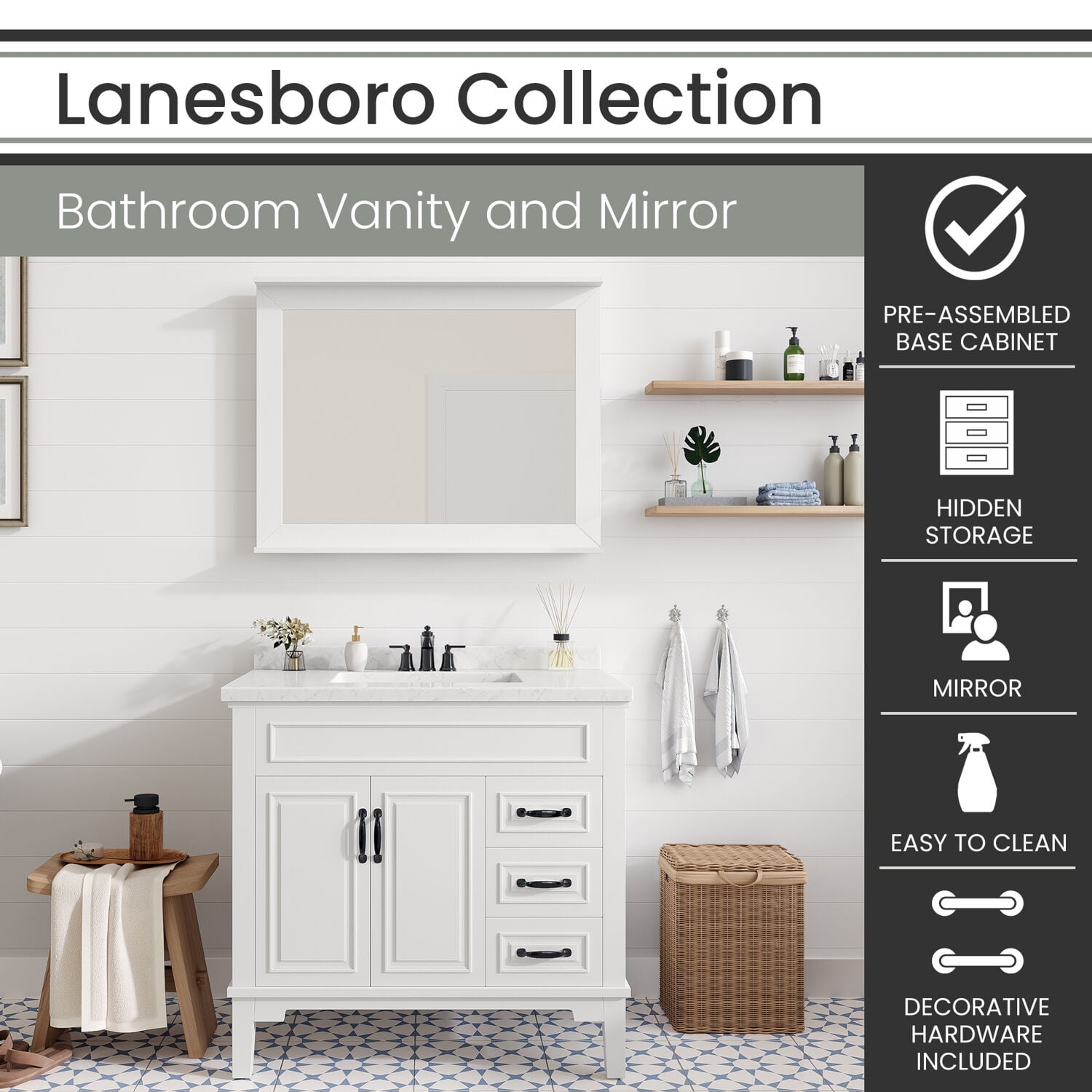 Hanover Lanesboro 36'' Vanity Cabinet with Sink Combo for