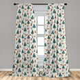 thumbnail image 5 of Ambesonne Fox Curtains, Snowy Winter Day in Forest, Pair of 28"x63", Teal Orange Black, 5 of 5