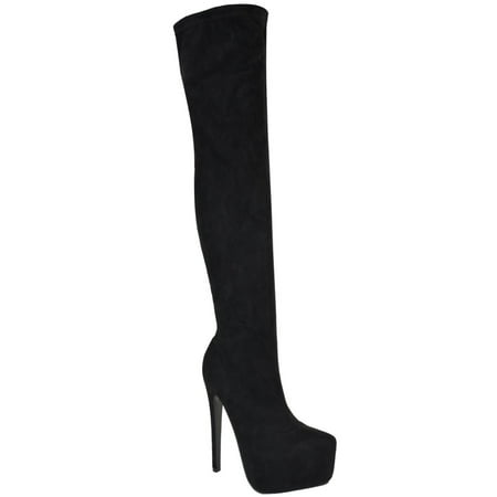 

Fashion Thirsty Womens Mens Over Knee High Heel Stretch Boots