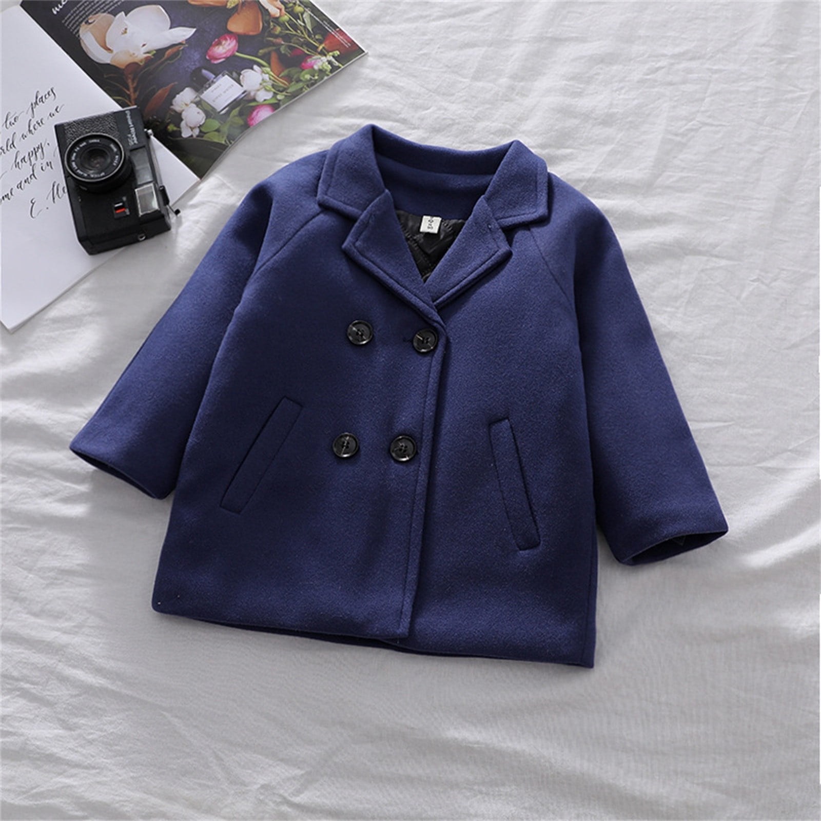 Manteau Trench Coat Pour Garçon 2025 - Col En Laine, Style à Carreaux, Taille 98