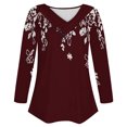 thumbnail image 4 of Utoimkio Women's V Neck Long Sleeve T Shirts Casual Floral Print Tunic Tops Basic Tees Blouses for Women, 4 of 4