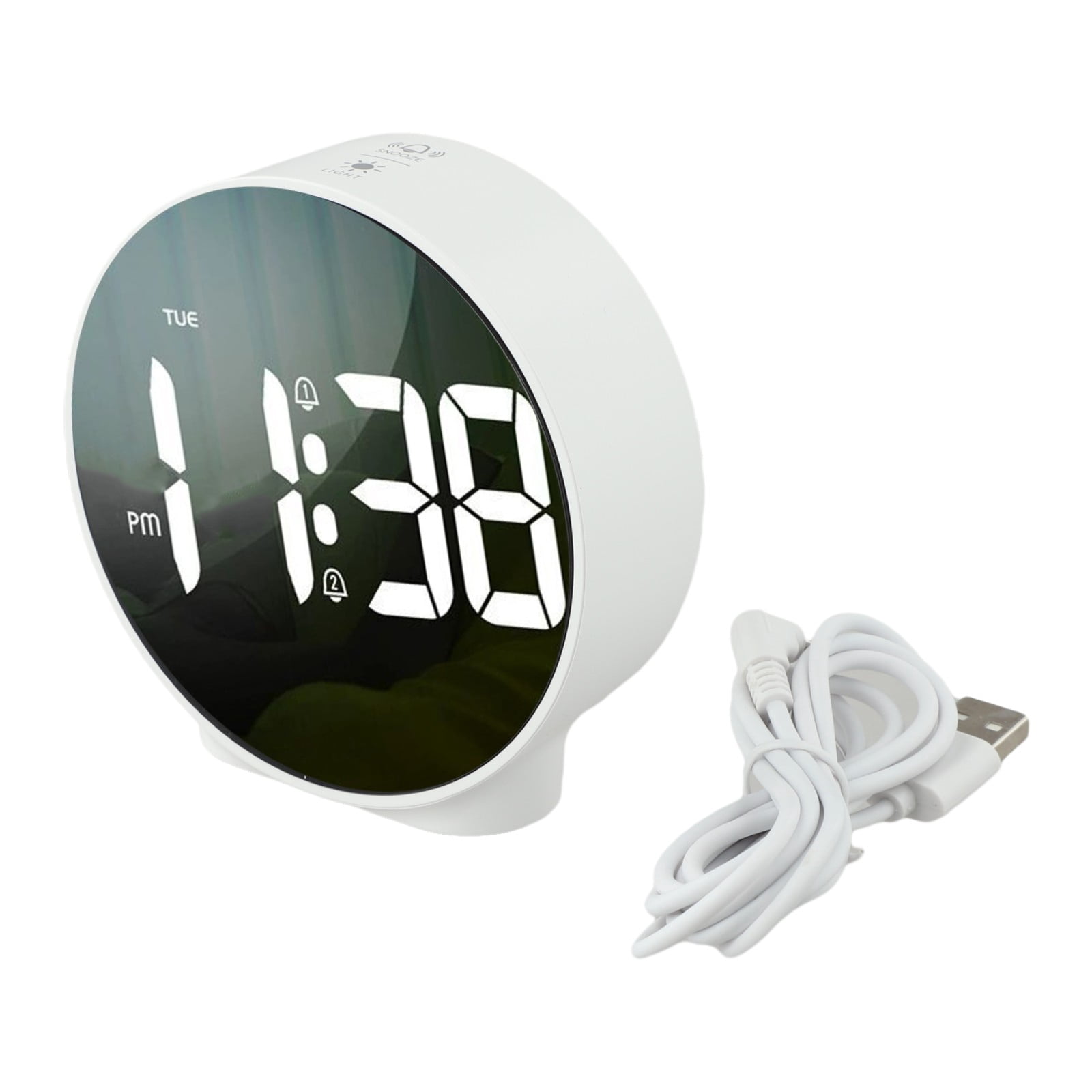 Teen Digital Alarm Clock, Bedside Alarm Clock, Desktop Round Clock With Large Curved LED Display LED Desk Clock Digital Alarm