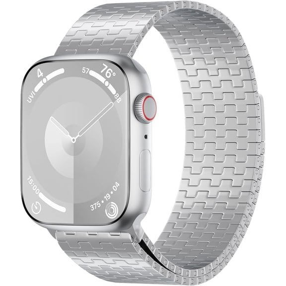 REQO Stainless Steel Metal Band Compatible with Apple Watch Band 49mm 45mm 41mm 44mm 40mm 42mm 38mm, Magnetic Mesh Clasp Loop Strap Wristbands for iWatch Ultra/2 Series 9/8/SE/7/6/5/4/3/2/1 Men Women