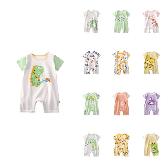 SGMVNU Baby Boys Clothes Cartoon Printed Soft Romper for Baby Boys Bodysuits Comfortable Wear White3 Size 3-6 Months