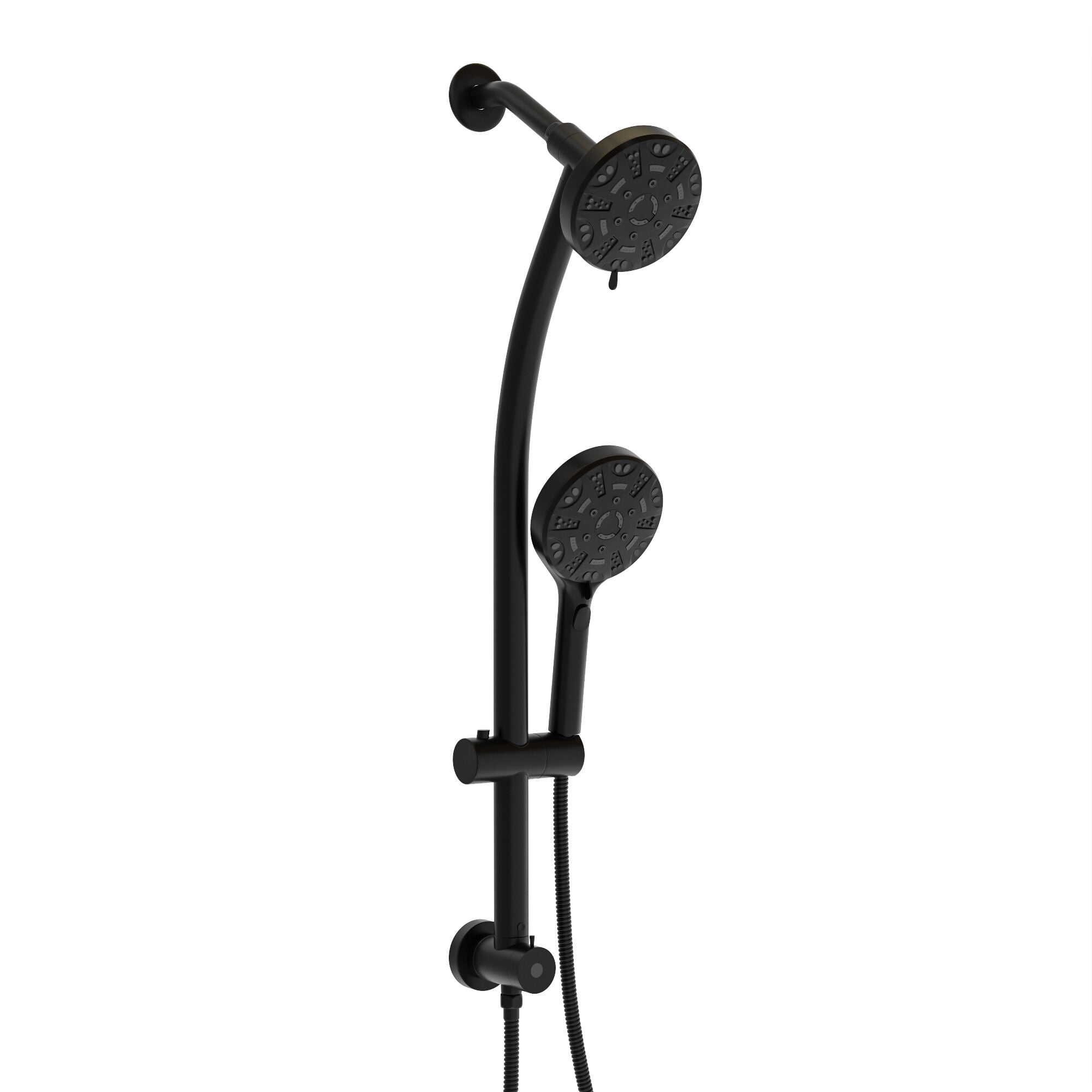 Freestanding Bathtub Faucet, Multi Function Dual Shower Head - Shower System with 4.7" Rain Showerhead, 8-Function Hand Shower, Adjustable Slide Bar,Matte Black, Matte Black Freestanding Tub Filler