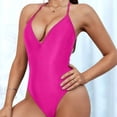 thumbnail image 4 of Yajing One Piece Swimsuit Women Women's Swimsuit Tight Solid Color Backless Swimsuit Pink S, 4 of 5