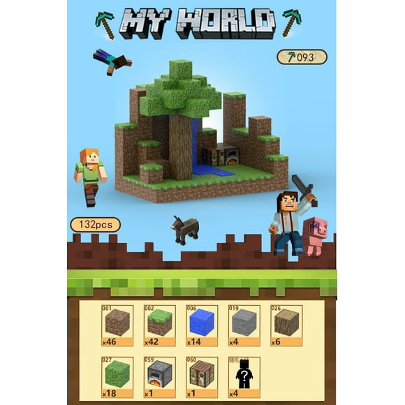 Minecraft Building Blocks, Magnetic Building Block Toys - Jungle Adventure 132 Blocks, 4 Characters