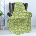 thumbnail image 4 of Hummingbirds Soft Flannel Fleece Throw Blanket, Birds Pattern on Floral Background Springtime Garden Wings, Cozy Plush for Indoor and Outdoor Use, 60" x 80", Lime Green Blue Cream, by Ambesonne, 4 of 5