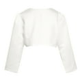 thumbnail image 2 of zdhoor Kids Girls Long Sleeves Bolero Jacket Shrug Short Cardigan Sweater Wedding Prom Dress Cover Up Ivory 140, 2 of 6