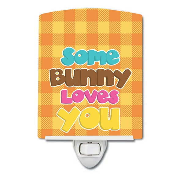 Caroline's Treasures BB6902CNL Easter Some Bunny Loves You Ceramic Night Light, 6x4x3", multicolor