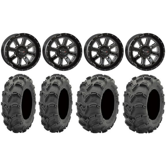 System 3 ST-4 Black 14" Wheels 27" Mud Lite XL Tires Polaris RZR XP 1000 / PRO XP / Ranger XP 900/1000