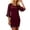 Wine, variant on Laqbezok Women's Mesh Patchwork Sequin Dress, Sexy Round Neck 3/4 Sleeve Bodycon Mini Gown, Sheer Sequin Hem Party Outfit for Cocktail Wedding