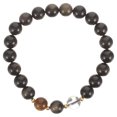 thumbnail image 1 of OULII 1Pcs Men's Beaded Bracelet Black Obsidian Practical For Various Scenes Fashionable Design Round Beads, 1 of 8