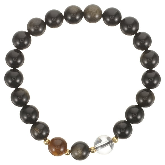 OULII 1Pcs Men's Beaded Bracelet Black Obsidian Practical For Various Scenes Fashionable Design Round Beads