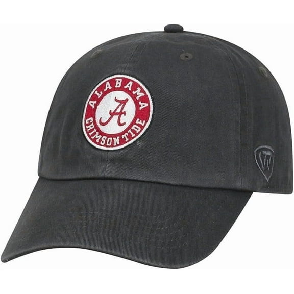 Brand New Collegiate Men's Alabama Charcoal Team Name Arch Adjustable Hat, 100% Cotton, Embroidered Logos, Official School Colors, Red