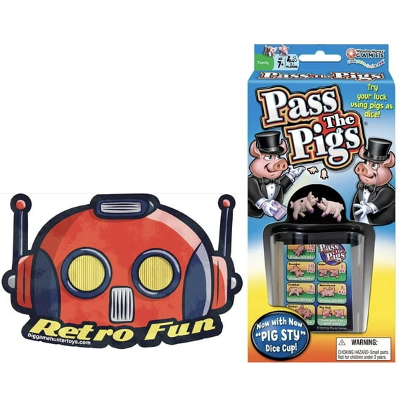 Big Game Toys~Classic Pass The Pigs Party Game Pig Sty Dice Cup Cards case with Free BGT Sticker