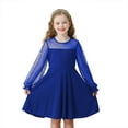 thumbnail image 2 of HUANBAI Girls Lace Long Sleeve Solid Color Cute Dress For Ages 6 15 Girls Dress Sweet 6 -7 Years, 2 of 6