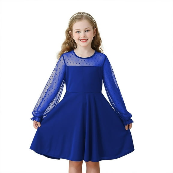 Little Girl Dresses Long Sleeve A-Line Tiered Swing Cotton Dress For Girls Birthday Girl Dress Fancy Dress