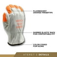 thumbnail image 3 of ATERET 12 Pairs 4X-Large Hi Vis Heavy Duty Durable Cowhigh Leather Work Gloves I Orange Tip - Watch Your Hand I Driver Gloves for Truck Driving, Warehouse, Gardening, Farming (4X-Large, 12), 3 of 6