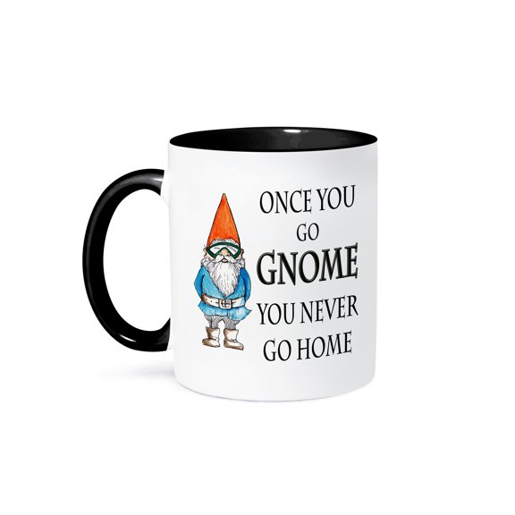 3dRose, Once you go gnome you never go home, 11oz Two-Tone Black Mug
