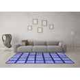 thumbnail image 3 of Ahgly Company Indoor Round Checkered Blue Modern Area Rugs, 3' Round, 3 of 4